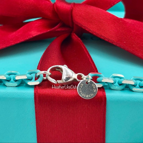 Rare! Authentic Tiffany & Co Blue Enamel & Silver Sparkler Chain Link Bracelet - Picture 4 of 9